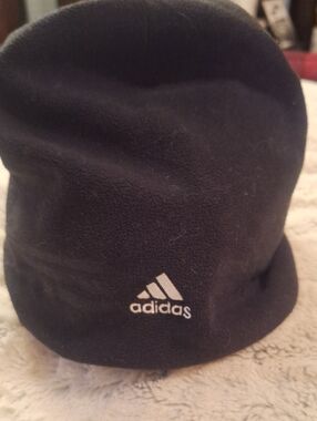 adidas Black Fleece Hat with White Logo
